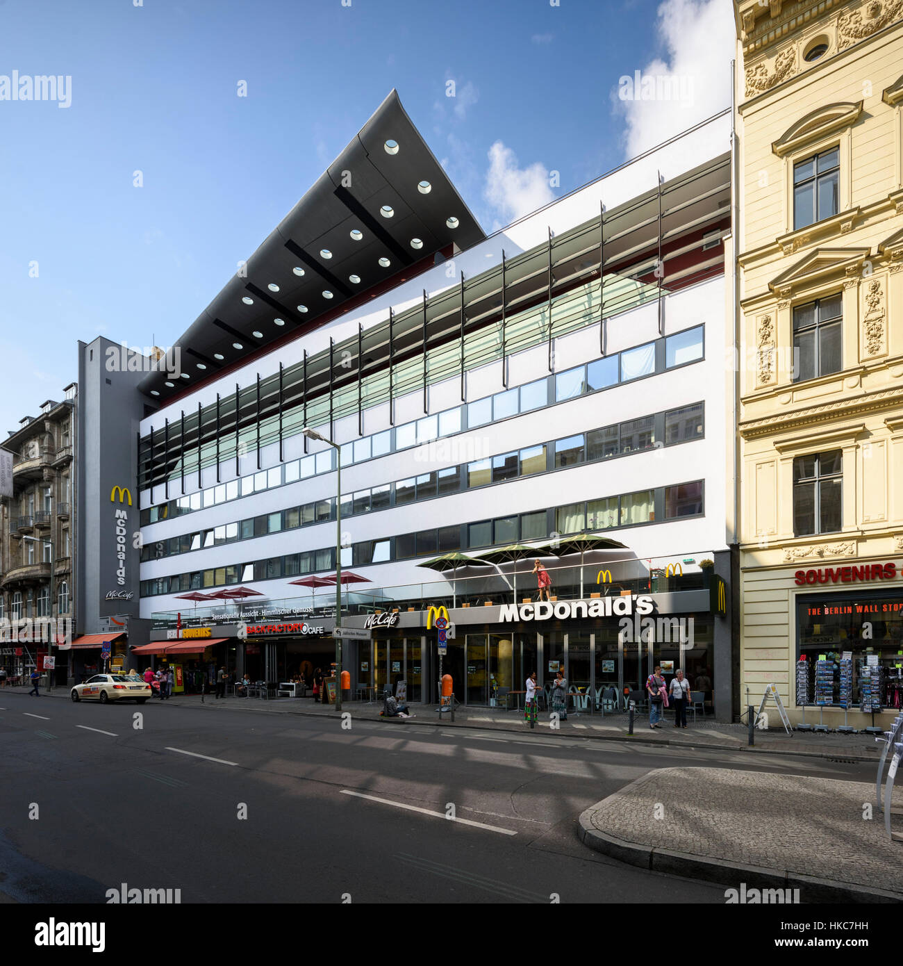 Berlin. Germany. House at Checkpoint Charlie, Friedrichstraße 207/208, designed for the IBA 1987 by OMA. Stock Photo
