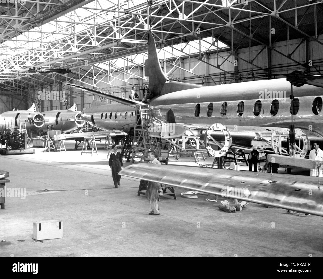Vickers-Armstrong Viscount under construction in an Aircraft factory UK Stock Photo