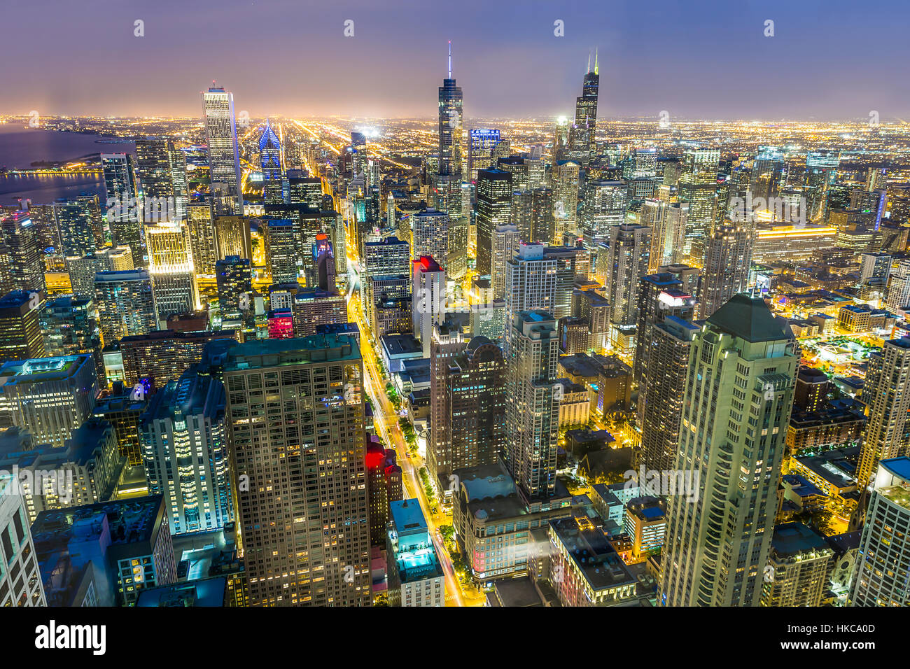 Aerial view of Chicago downtown at sunset Stock Photo - Alamy