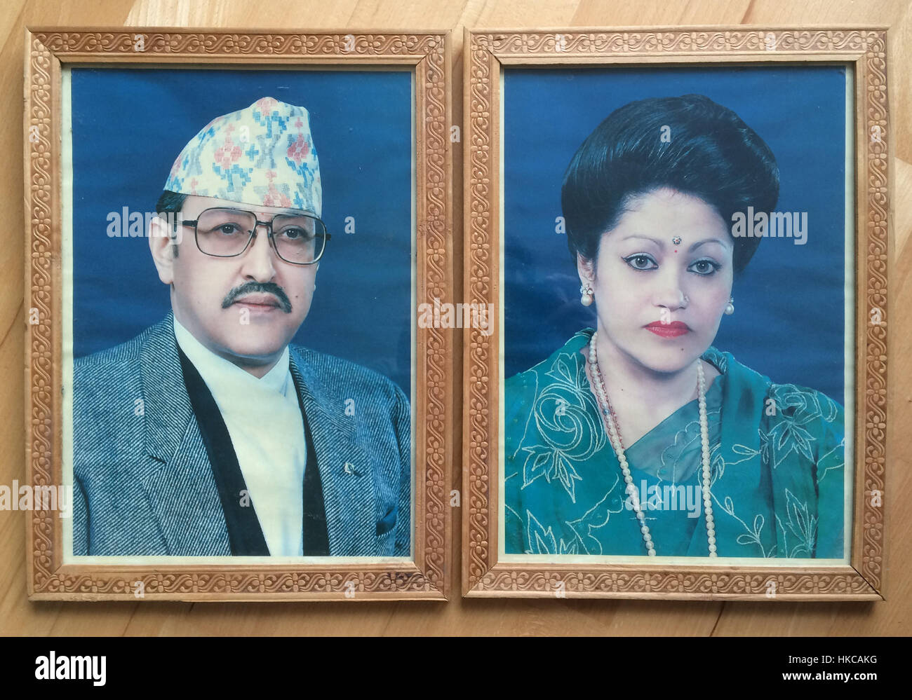 King Birendra and Queen Aishwarya of Nepal. Official portraits. Stock Photo