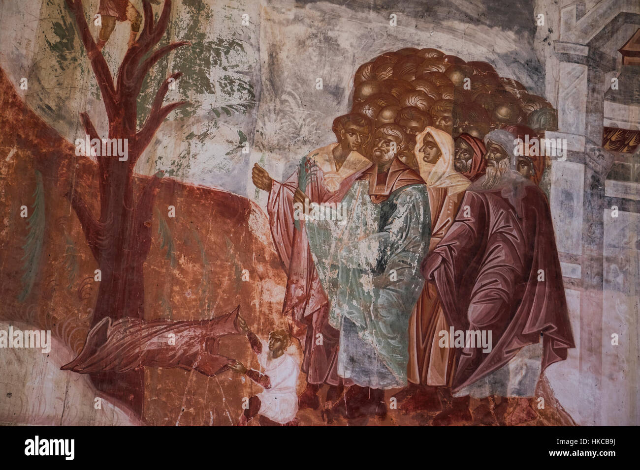 Fresco in the interior of the Church of the Virgin at Gelati Monastery; Imereti, Georgia Stock Photo