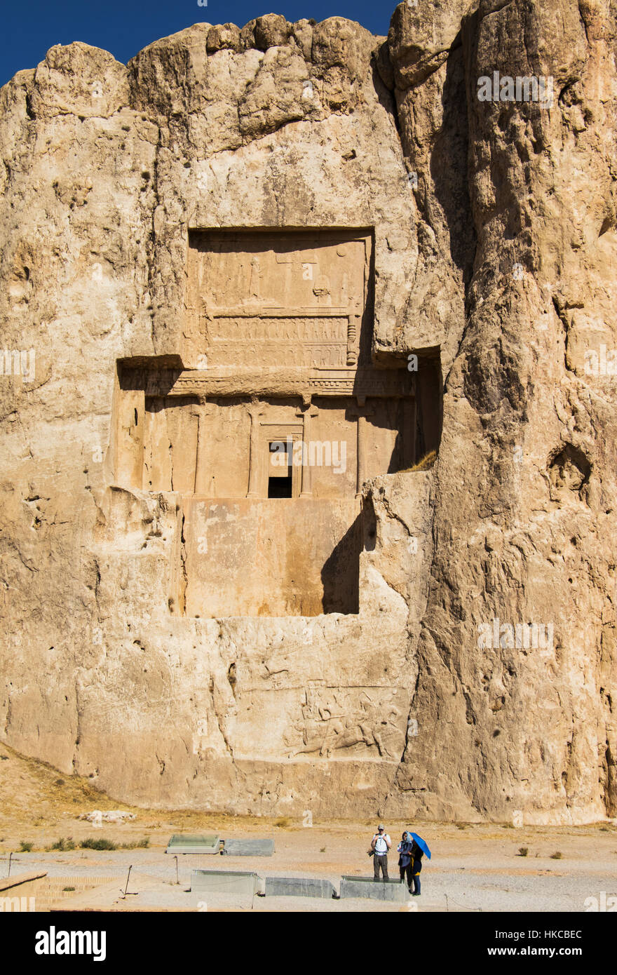 Tomb of Darius II and basrelief depicting Bahram II on horseback