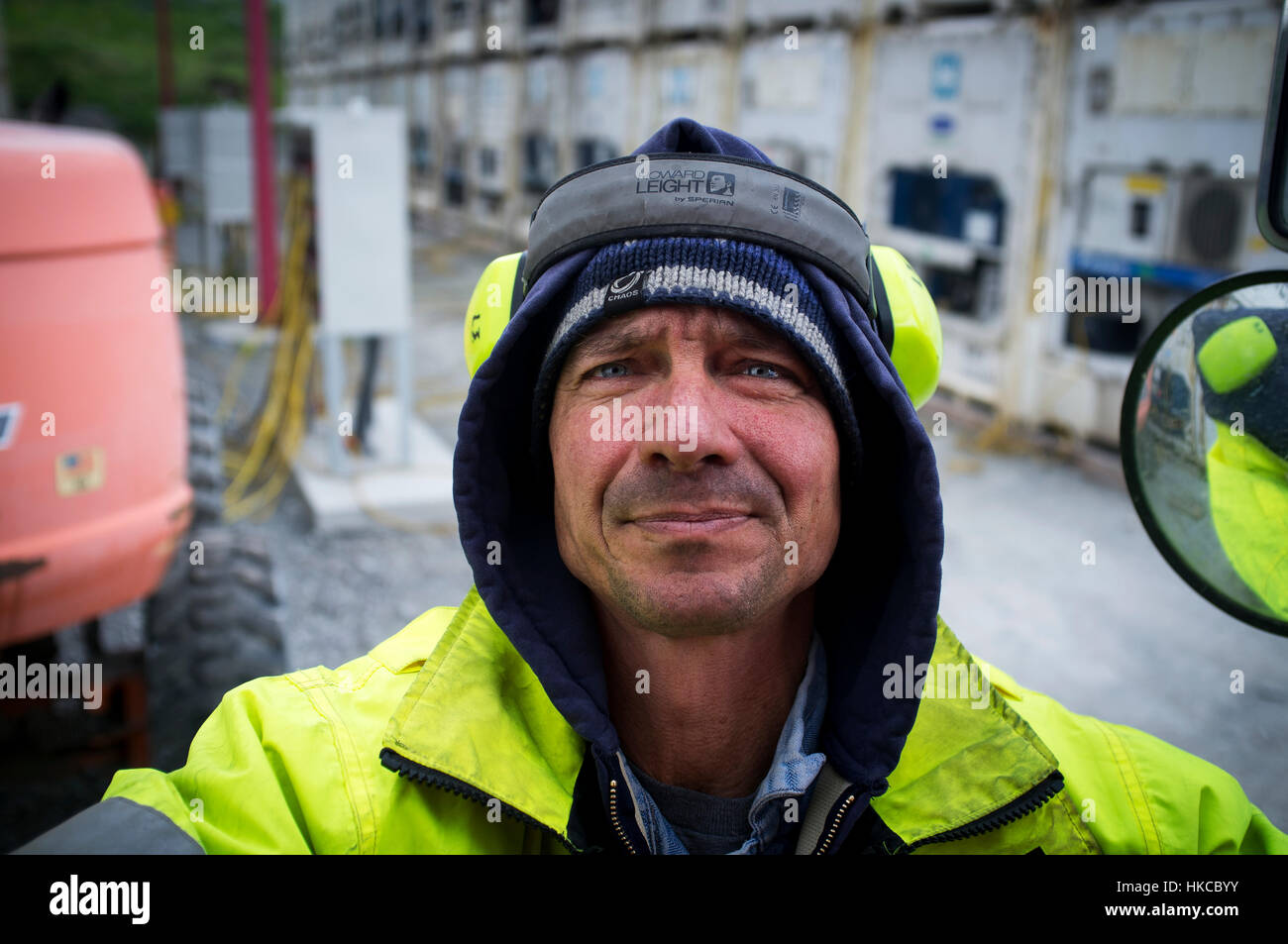 Reefer mechanic in the Horizon Lines container yard in Unalaska