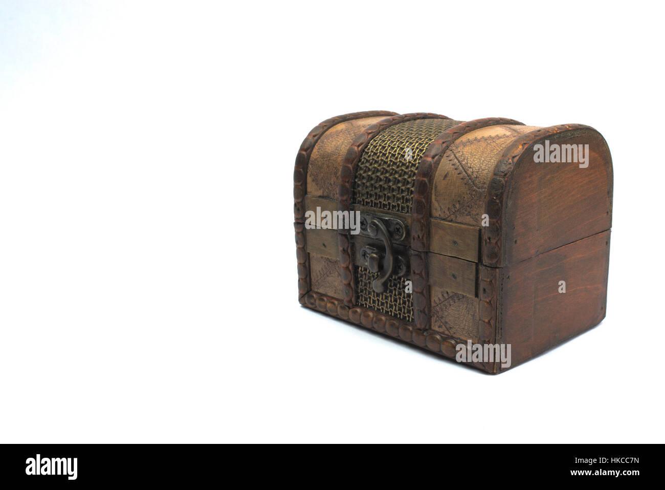 Vintage wooden chest isolated on white background Stock Photo - Alamy