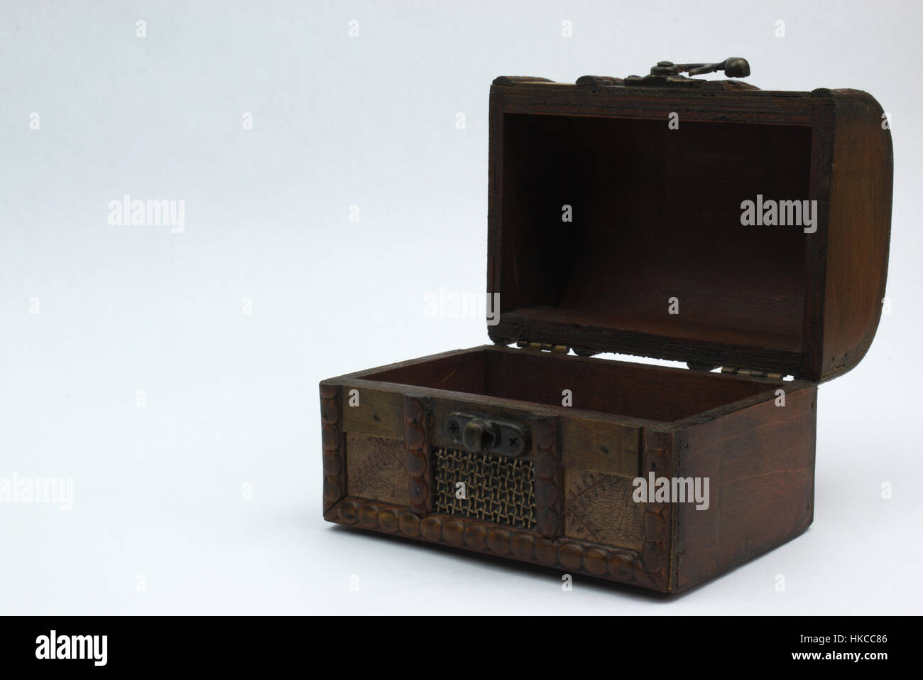 Vintage wooden chest isolated on white background Stock Photo - Alamy