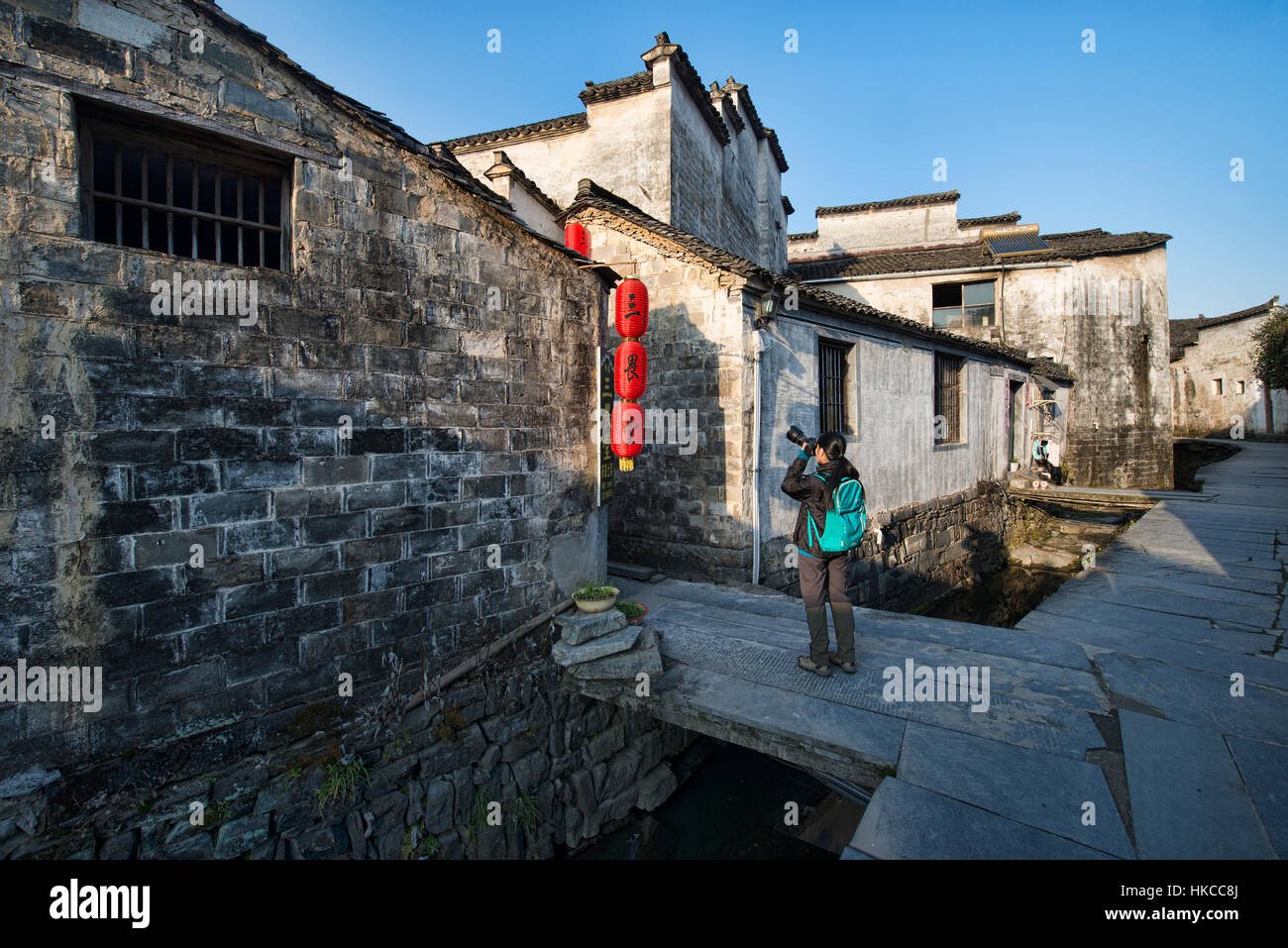 Photographing the ancient village of Xidi, Anhui, China Stock Photo