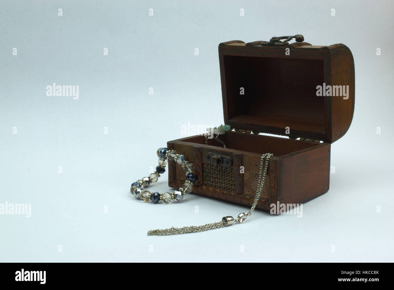 Vintage wooden chest isolated on white background Stock Photo - Alamy