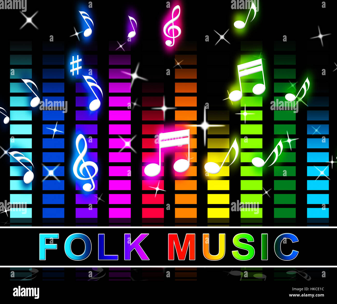 Folk Music Equalizer Notes Means Country Ballards And Soundtrack Stock Photo