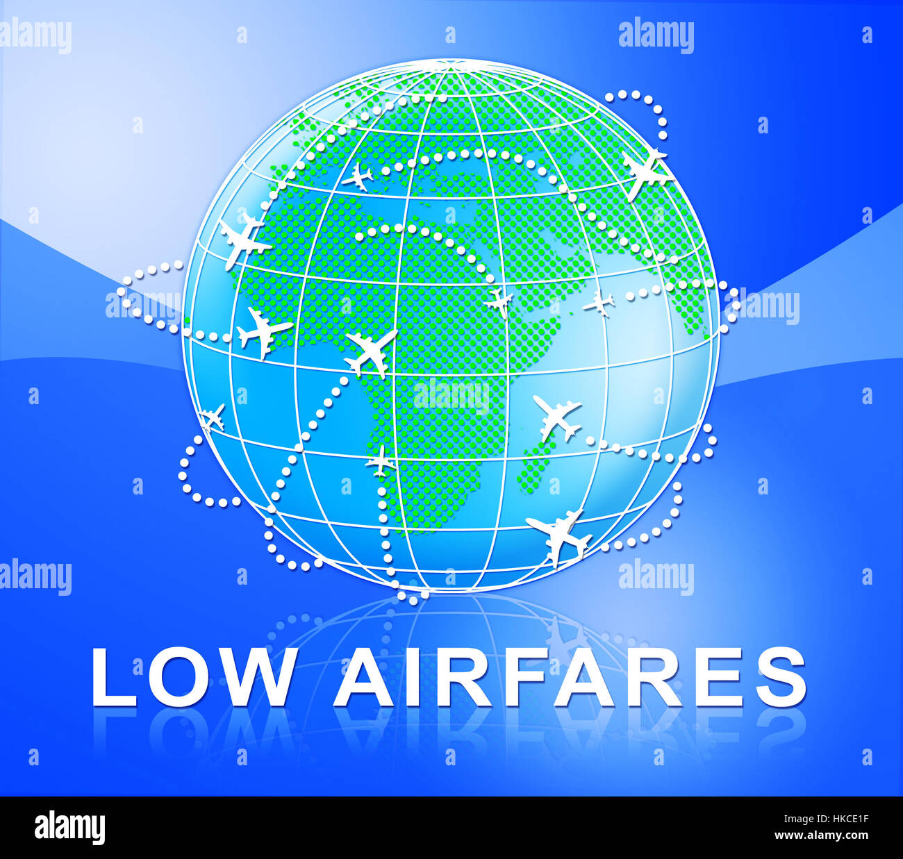 Lowest Airfares Globe Means Cheap Flight 3d Illustration Stock Photo