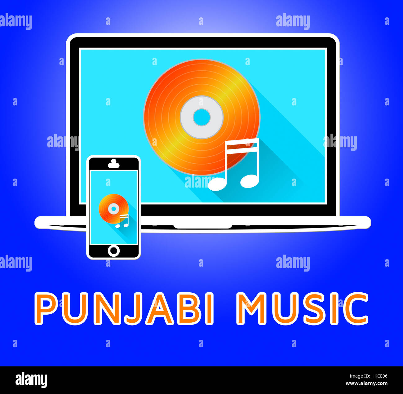 Punjabi Music Laptop And Phone Means Punjab Songs 3d Illustration Stock