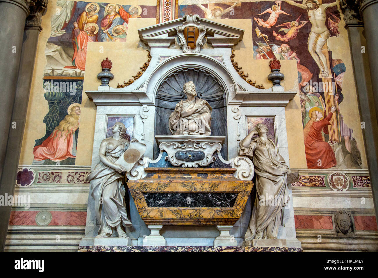 Tomb of Galileo Galilei in Santa Croce Basilica in Florence Italy Stock