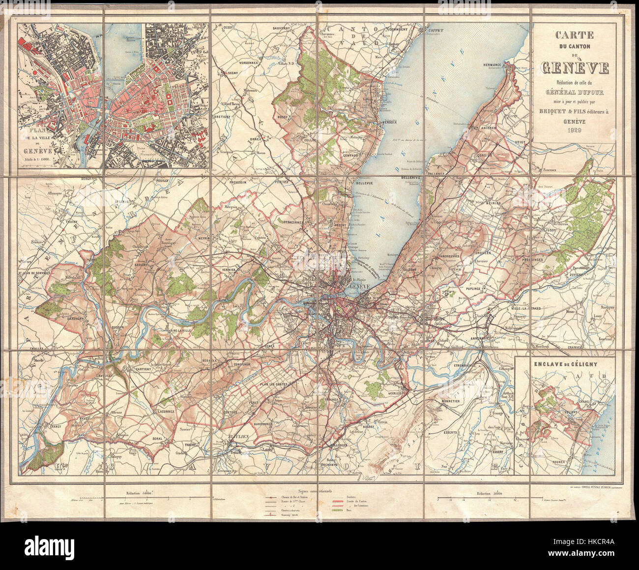 1929 Briquet Map of Geneva and Lake Geneva, Switzerland   Geographicus   Geneva briquet 1929 Stock Photo
