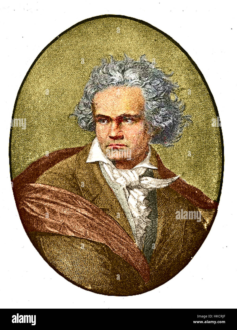 A portrait of Ludwig van Beethoven, the famous German composer, painted in a classical style. The image reflects Beethoven's status as one of the greatest composers in Western music history. Stock Photo
