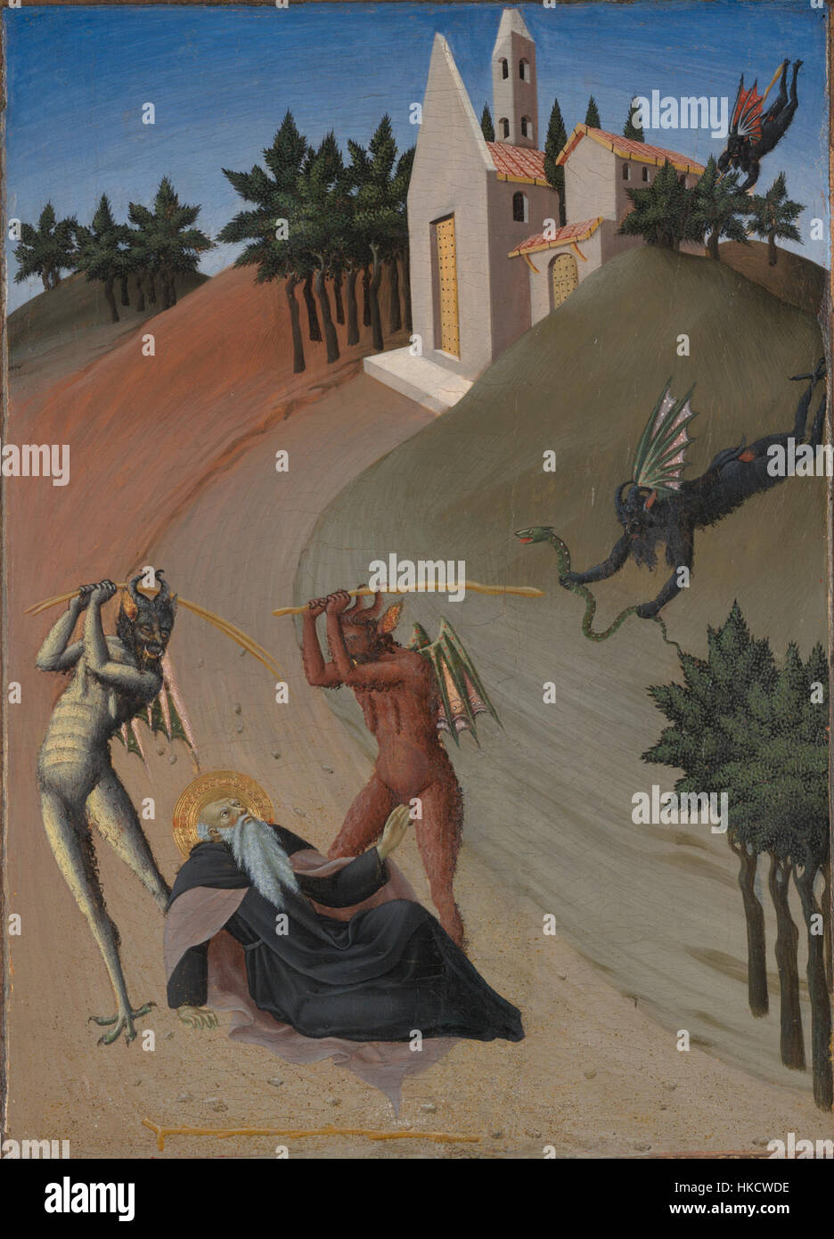 Osservanza Master. Sant'Antonio battuto dai diavoli. 1430 35New Haven, Yale University Art gallery Stock Photo