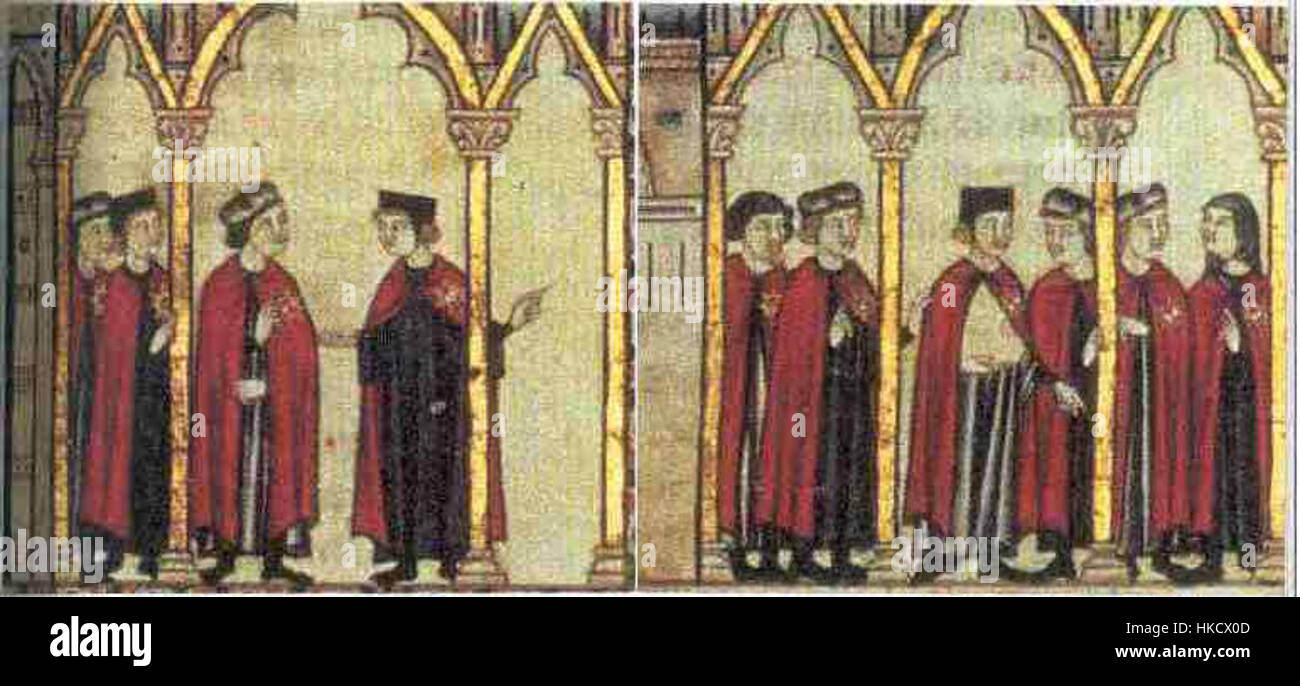 This painting titled 'Caballeros de la Orden' depicts knights of a ...