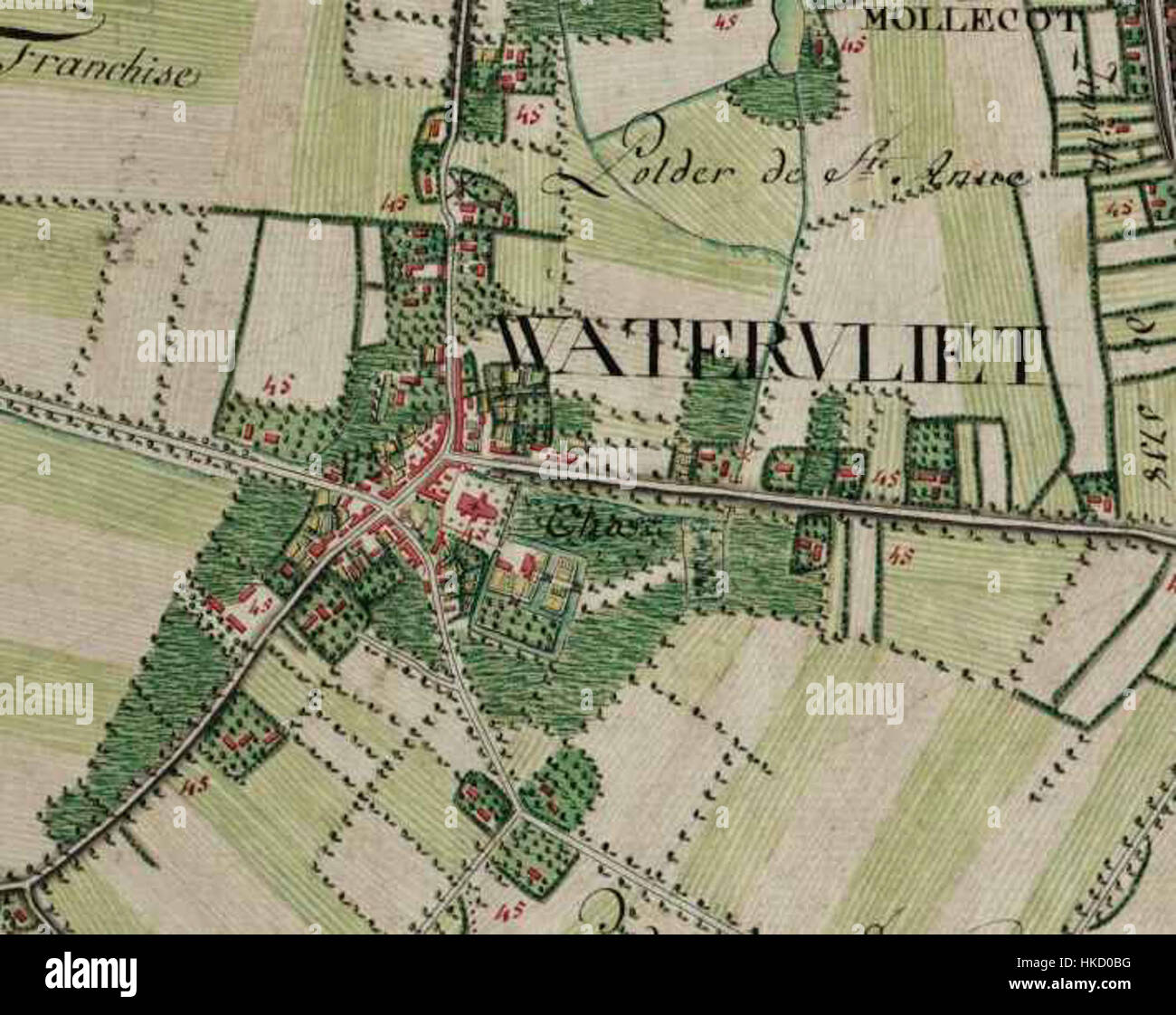 Watervliet, Belgium ; Ferraris map Stock Photo Alamy