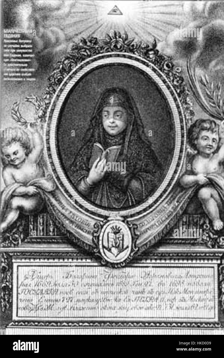Eudoxia Lopukhina as a nun (engraving) Stock Photo