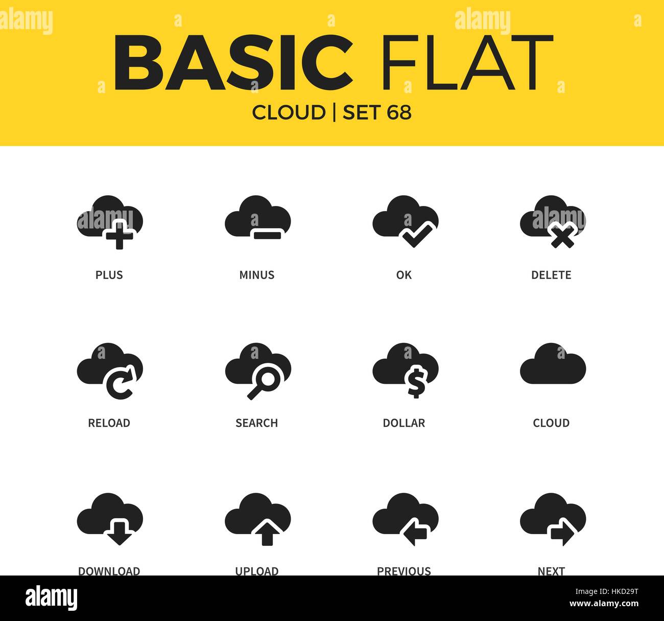 Basic set of cloud icons Stock Vector
