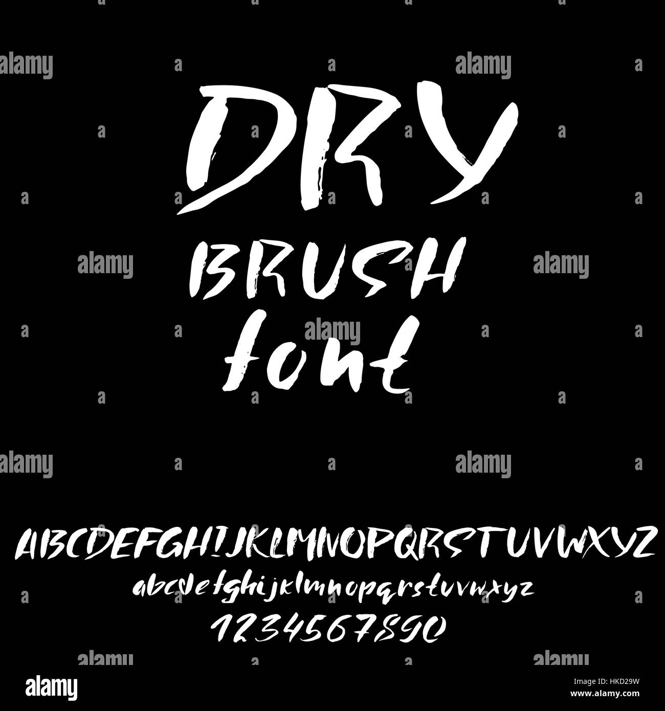 Hand drawn font made by dry brush strokes. Grunge style alphabet ...