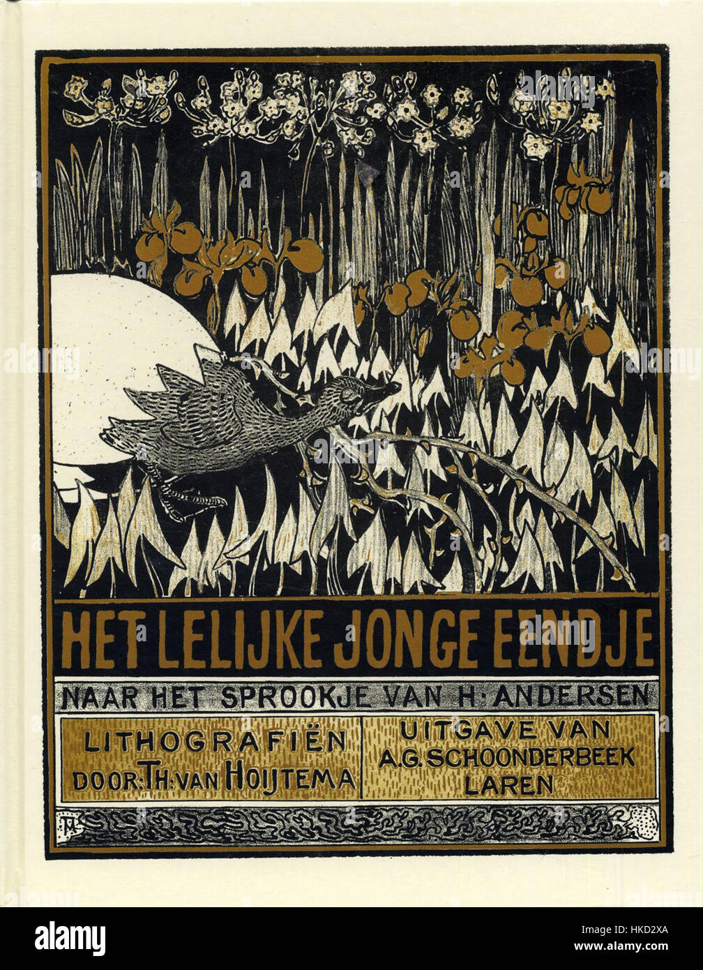 Theo van Hoytema’s 'Het lelijke jonge eendje' (The Ugly Duckling) captures a moment from Hans Christian Andersen’s famous fairy tale. The artwork portrays the transformation of the duckling into a beautiful swan. Stock Photo