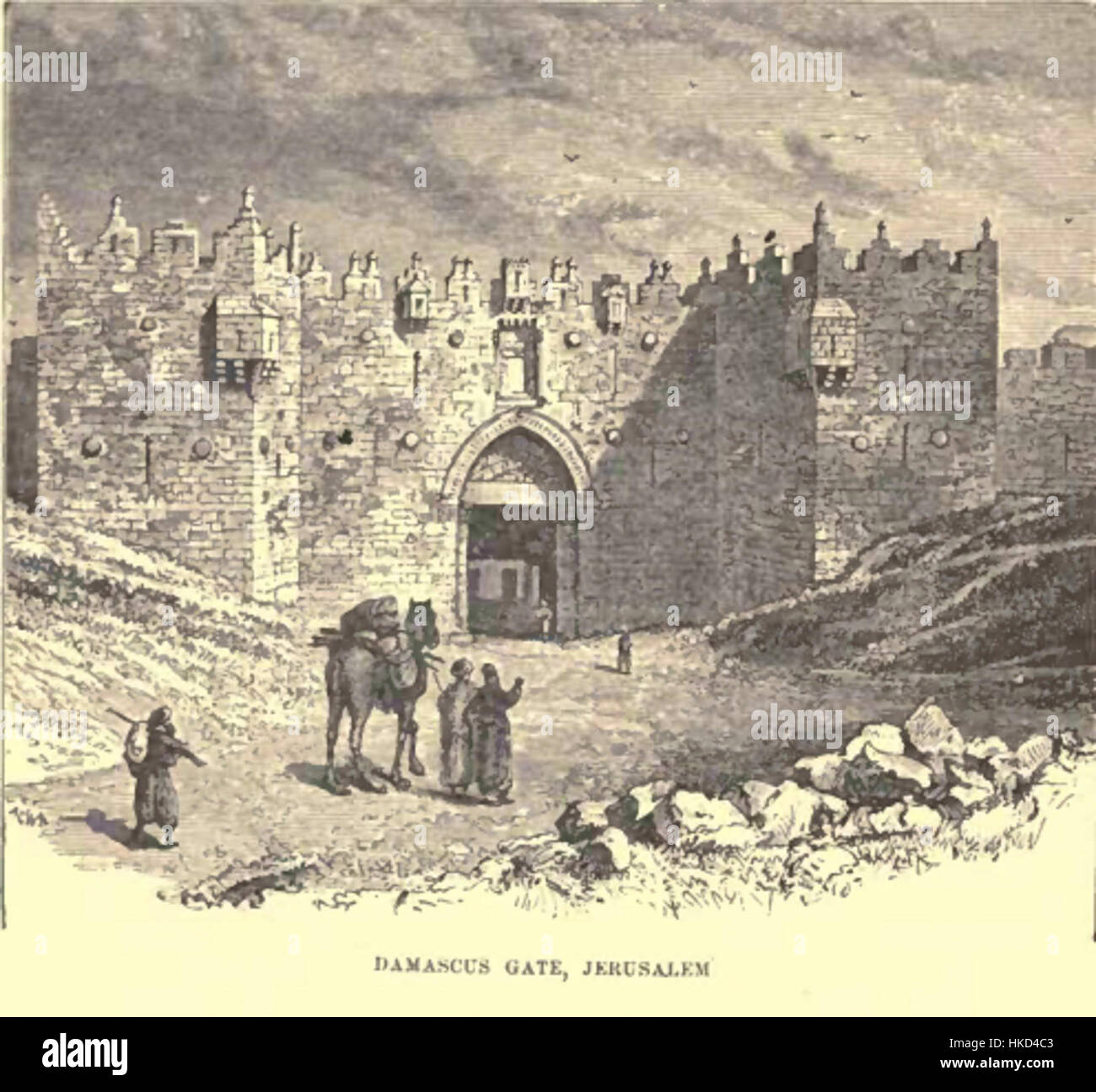 Jerusalem Damascus gate 1886 Stock Photo Alamy