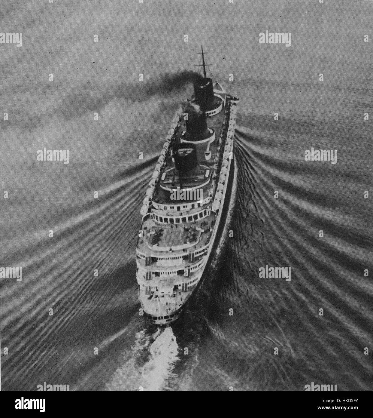 This aerial photograph of the Normandie, the French ocean liner ...