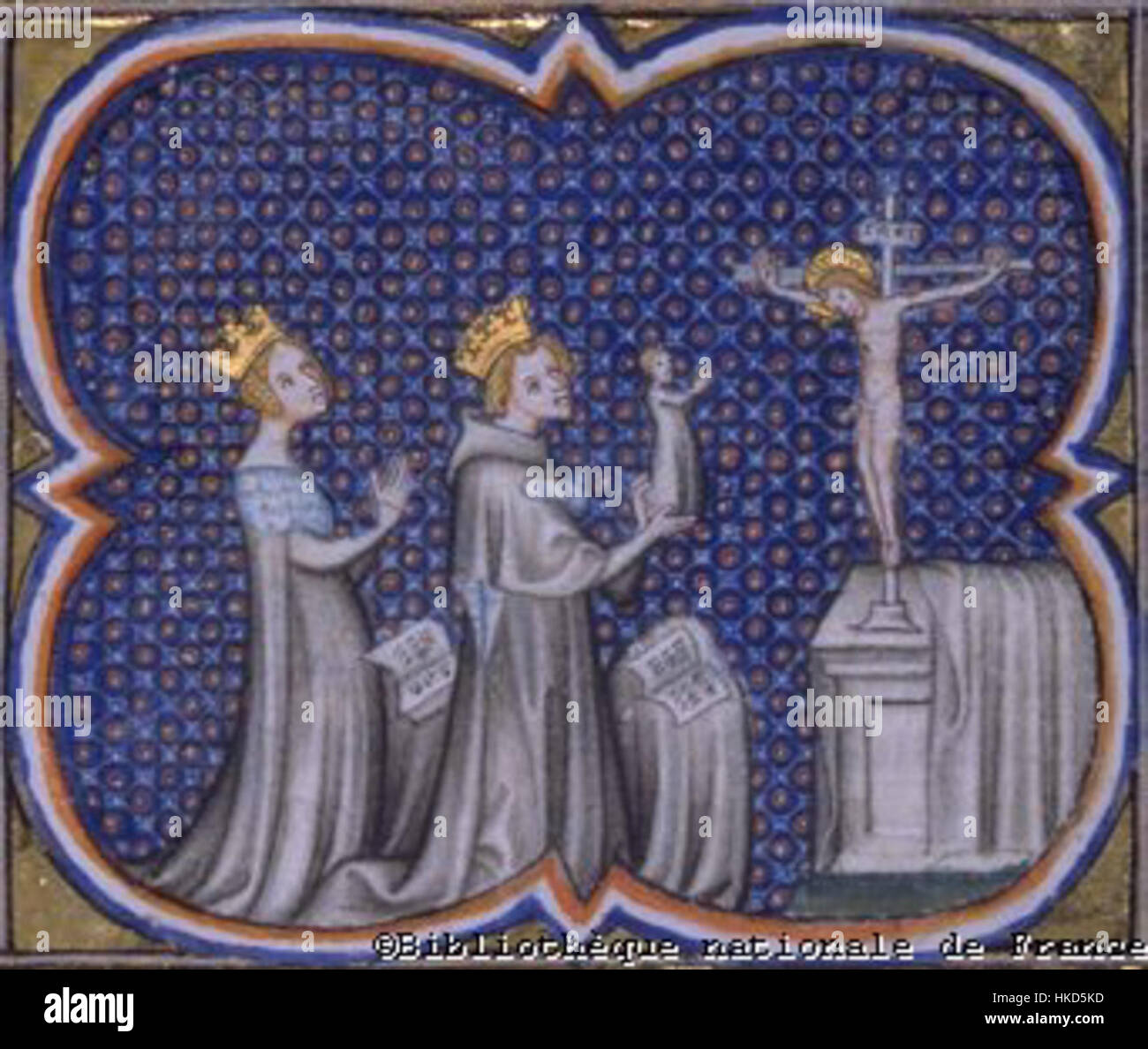 This historical painting portrays King Louis VII of France and his wife ...
