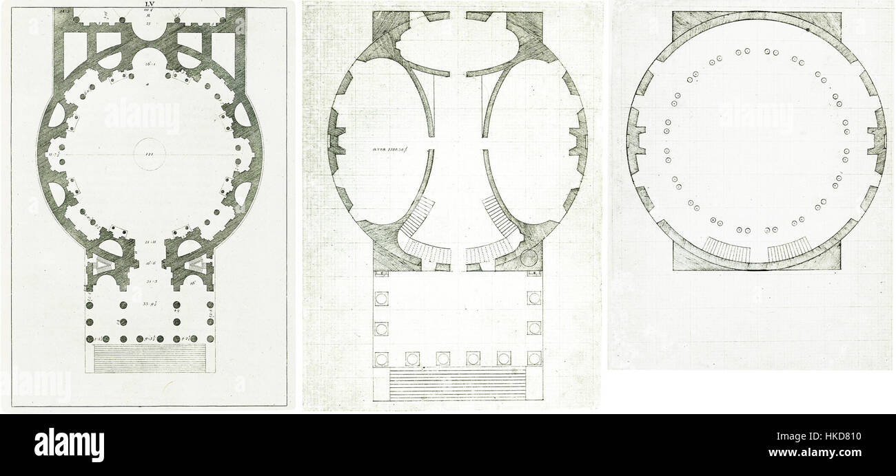 This architectural study compares the Pantheon in Rome with the rotunda ...