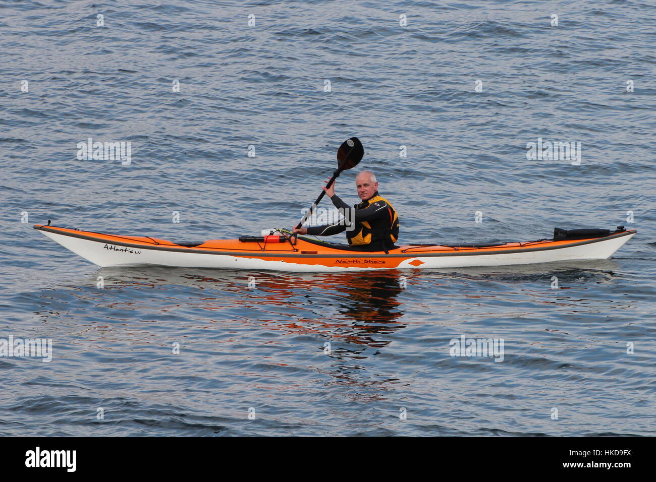 A kayaker in a North Shore Atlantic LV kayak, enjoying the waters of