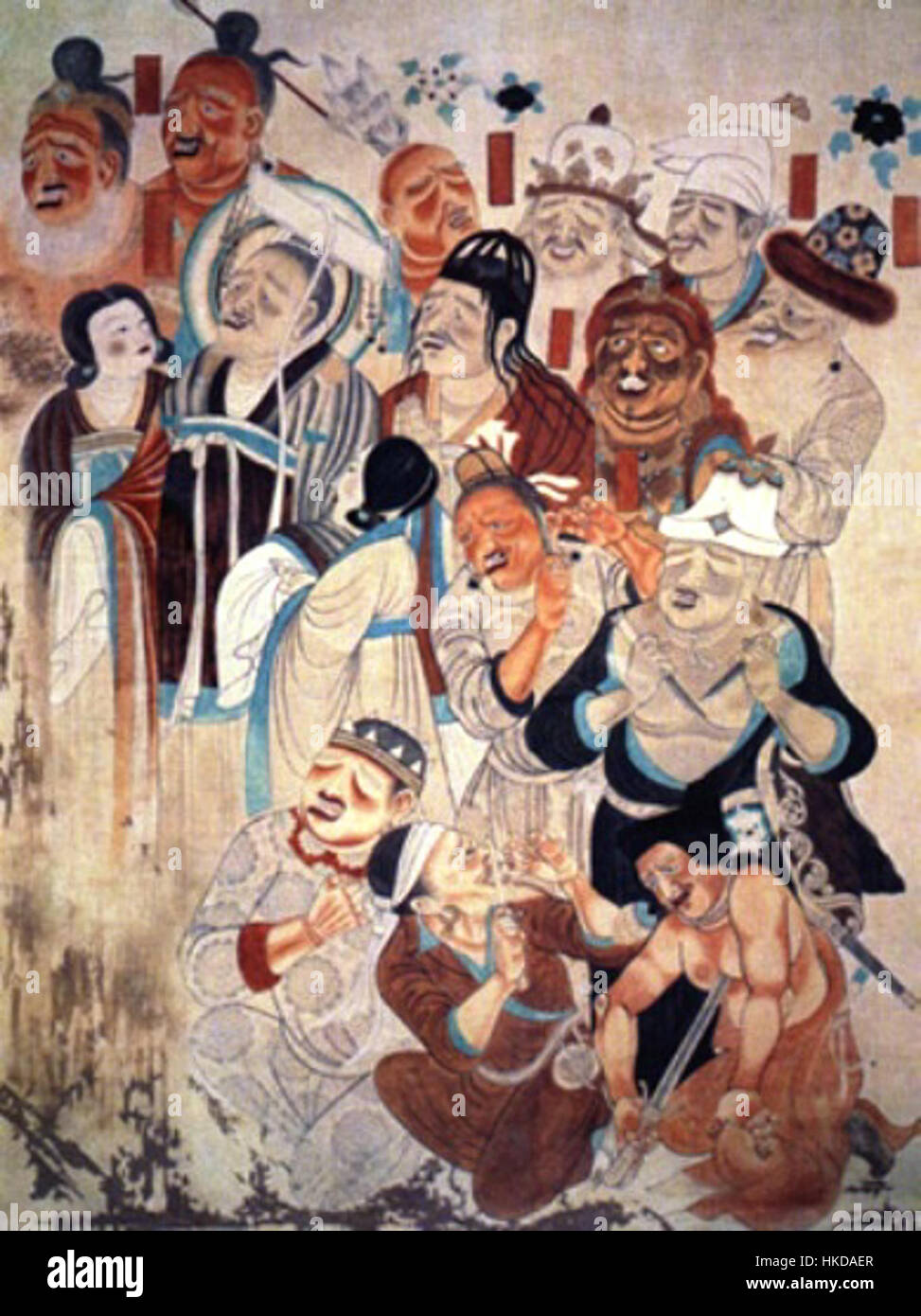 The Silk Road Peoples artwork depicts the diverse cultures and communities that lived along the historic Silk Road trade route, highlighting the cultural exchange and interactions between Eastern and Western civilizations. Stock Photo