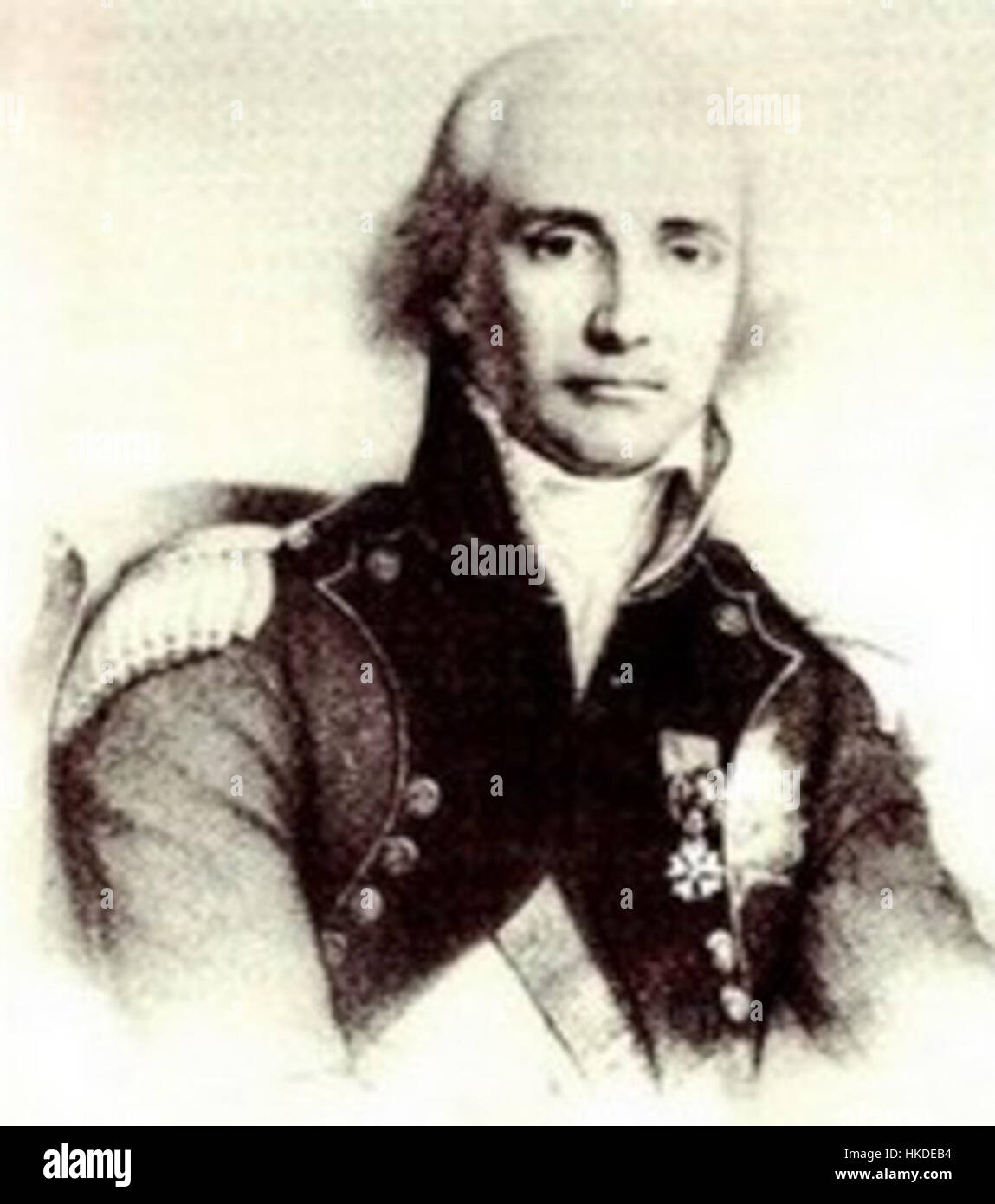 This portrait of Armand Samuel de Marescot, an important French military figure, captures the dignified expression and formal attire typical of 18th-century military portraits. Stock Photo