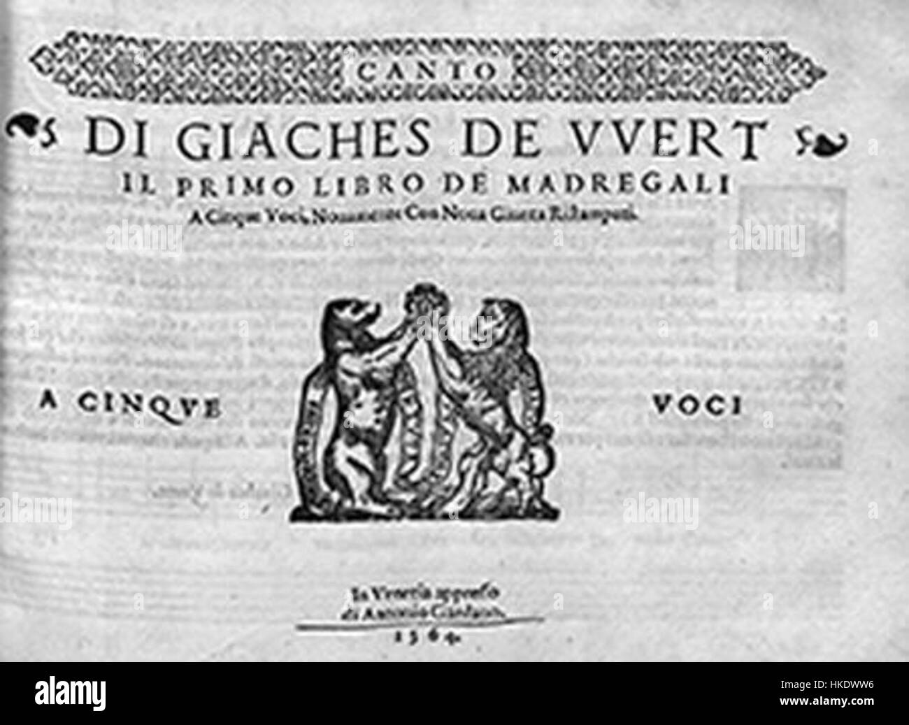 Giaches de Wert, primer libro de madrigales (1564) Stock Photo