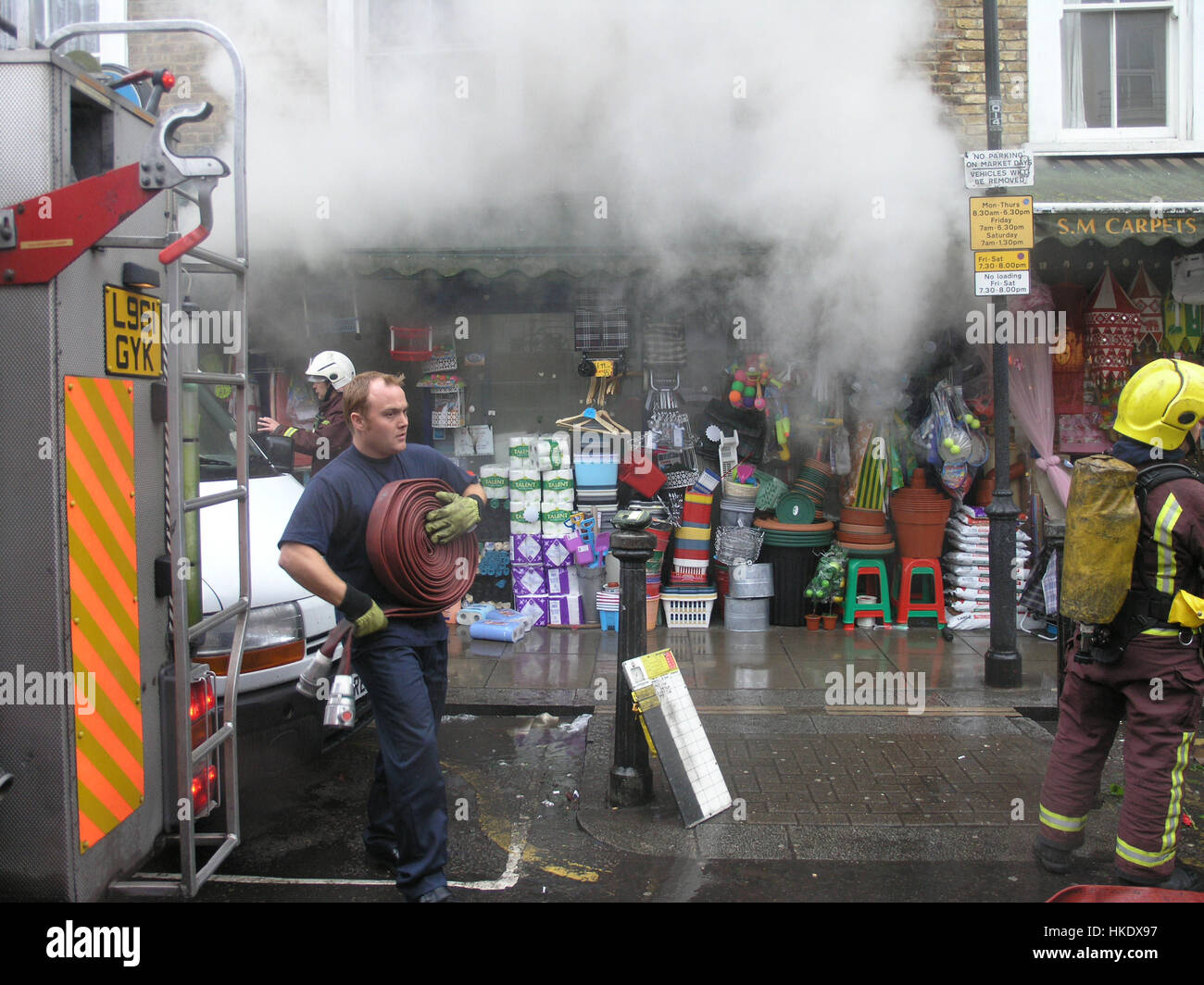 Shop on fire London UK Stock Photo Alamy