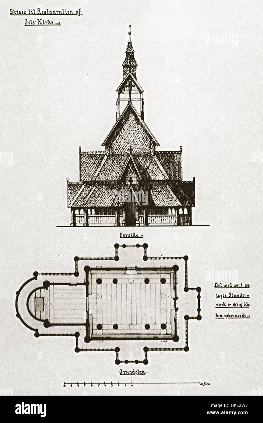 Gol stavkirke, located in Norway, is a historic stave church dating back to 1883. Known for its distinctive architecture, the church is a prime example of traditional Norwegian wooden construction and medieval church design, representing Norway's cultural and religious history. Stock Photo