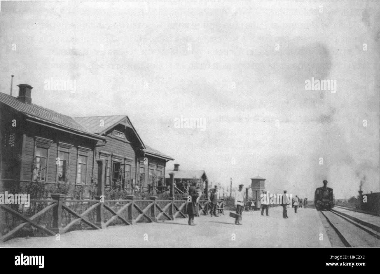 Old railway station train Black and White Stock Photos & Images - Alamy