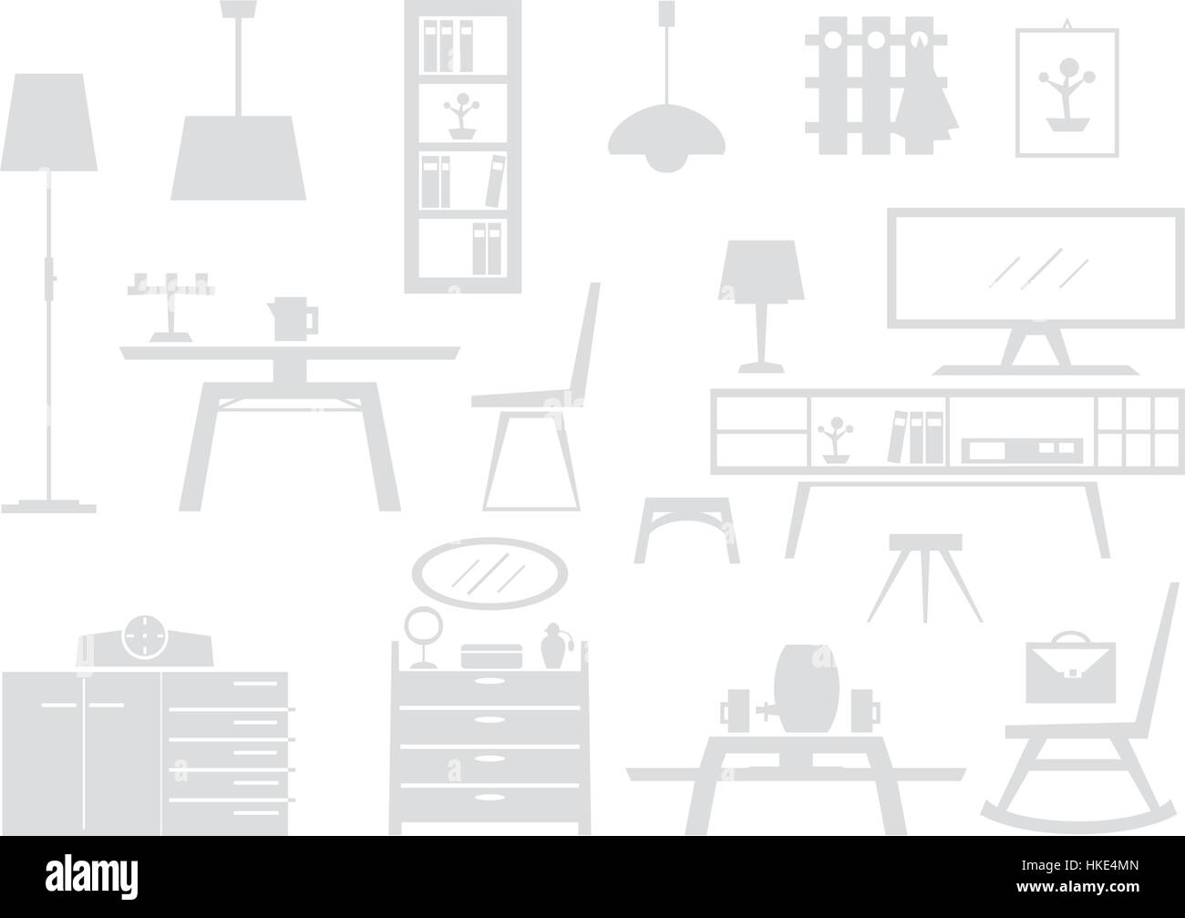 Many different pieces of furniture as vector graphics. Stock Vector