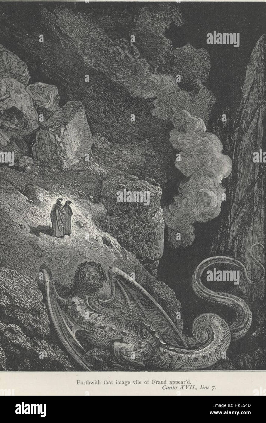 This work depicts a scene from Dante’s *Inferno*, Canto 17, verse 7 ...