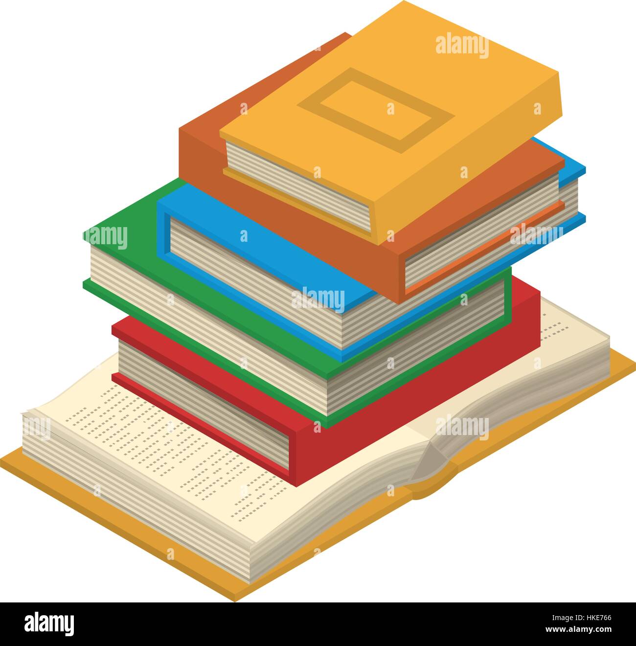 Vertical stack of books and tutorials. Stock Vector