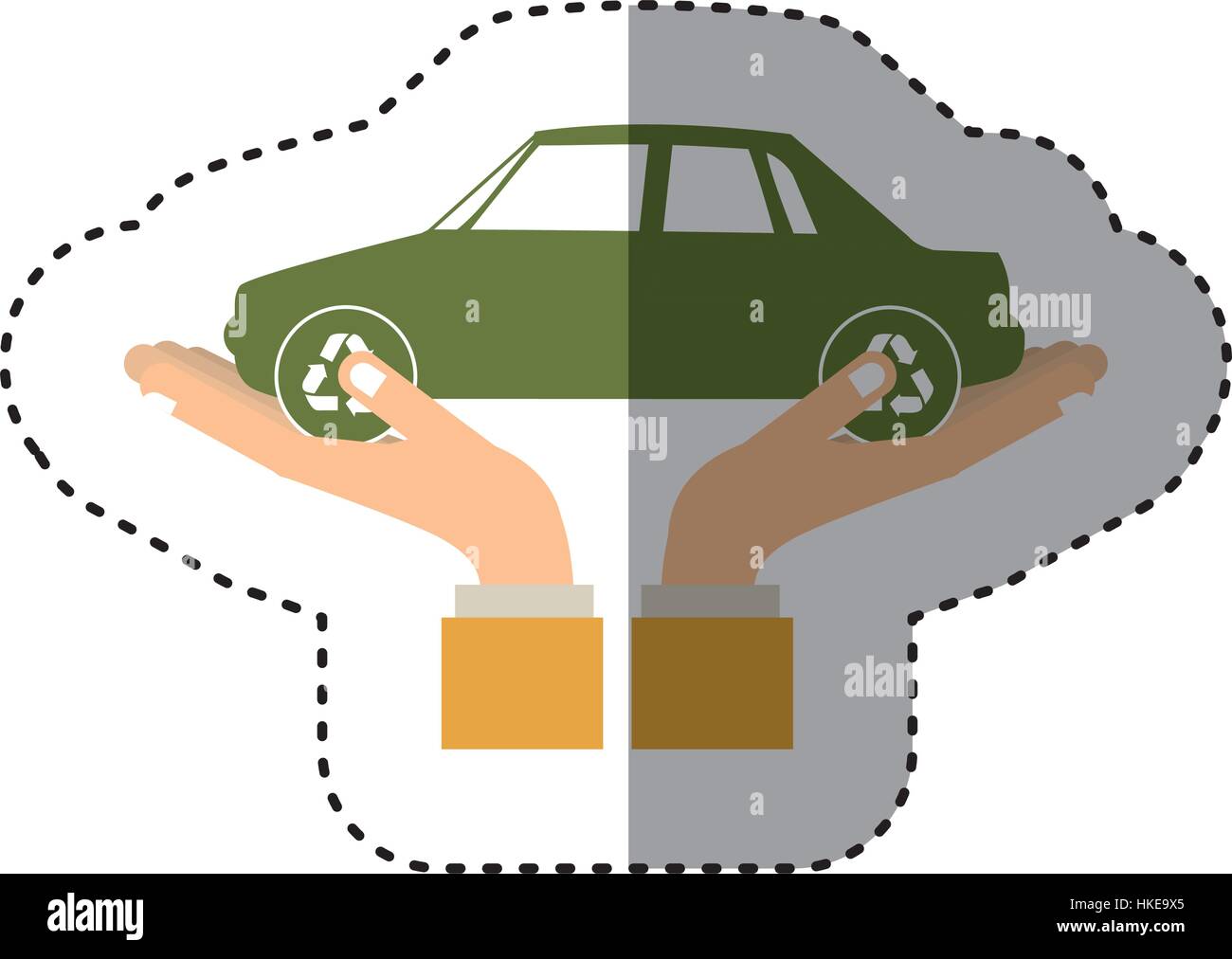 colorful sticker of hands holding a car Stock Vector Image & Art - Alamy