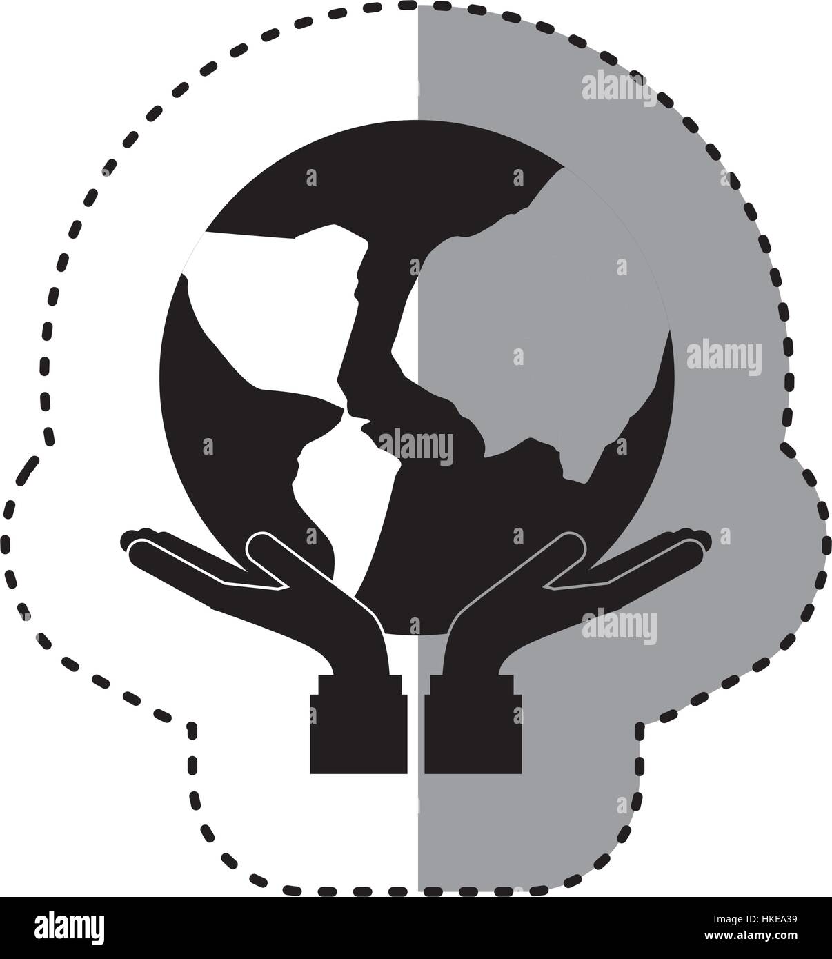 sticker silhouette of hands holding a map of world Stock Vector Image ...