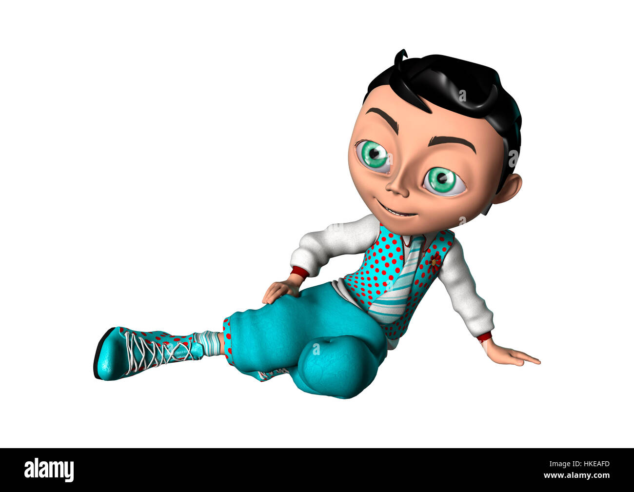 3D rendering of a cute cartoon boy isolated on white background Stock ...