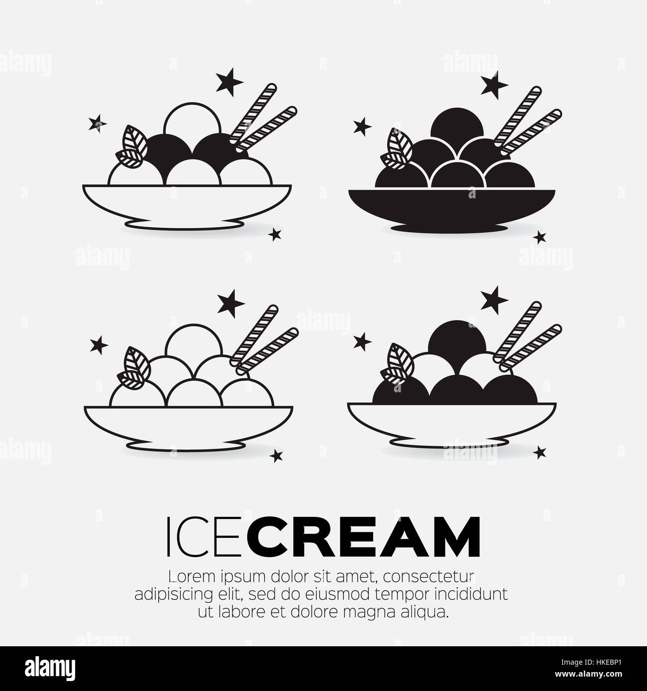 Set of Ice Creams. Sweetness mono vector symbols Stock Photo Alamy