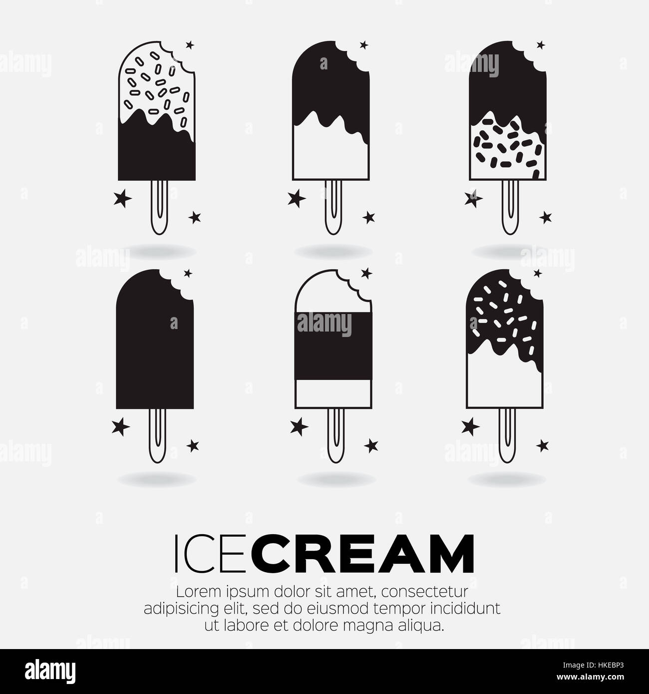 Set of Ice Creams. Sweetness mono vector symbols Stock Photo Alamy