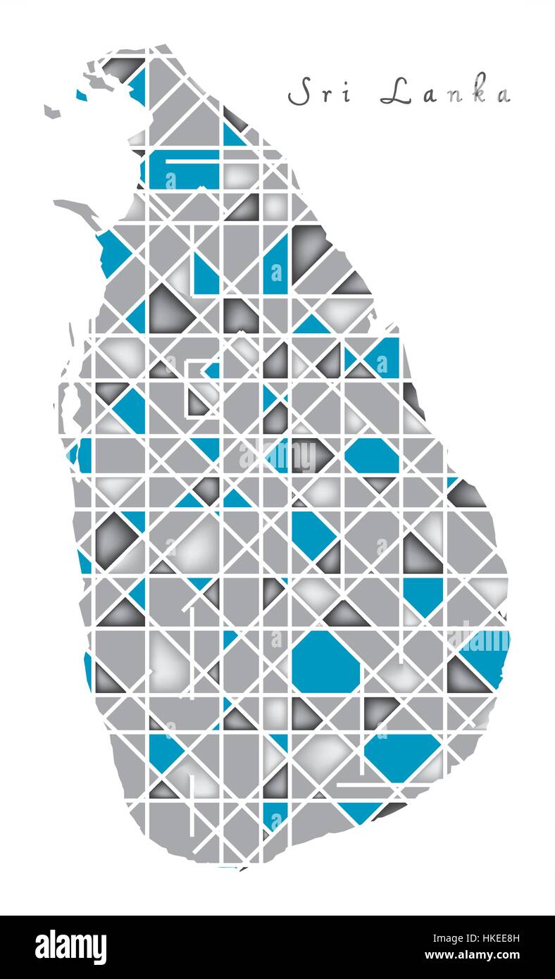 Sri Lanka Map crystal diamond style artwork illustration Stock Vector