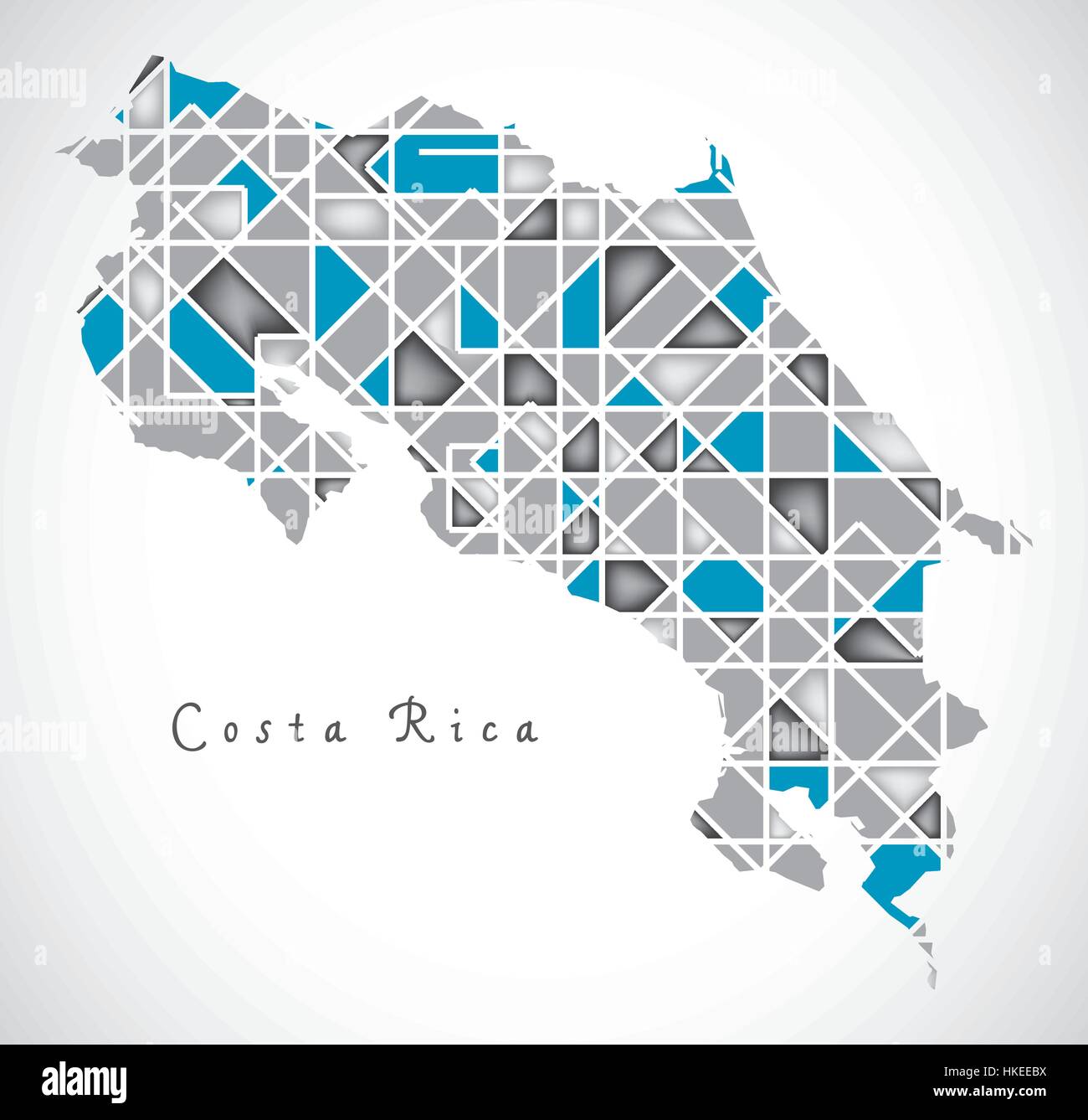 Costa Rica Map crystal diamond style artwork illustration Stock Vector