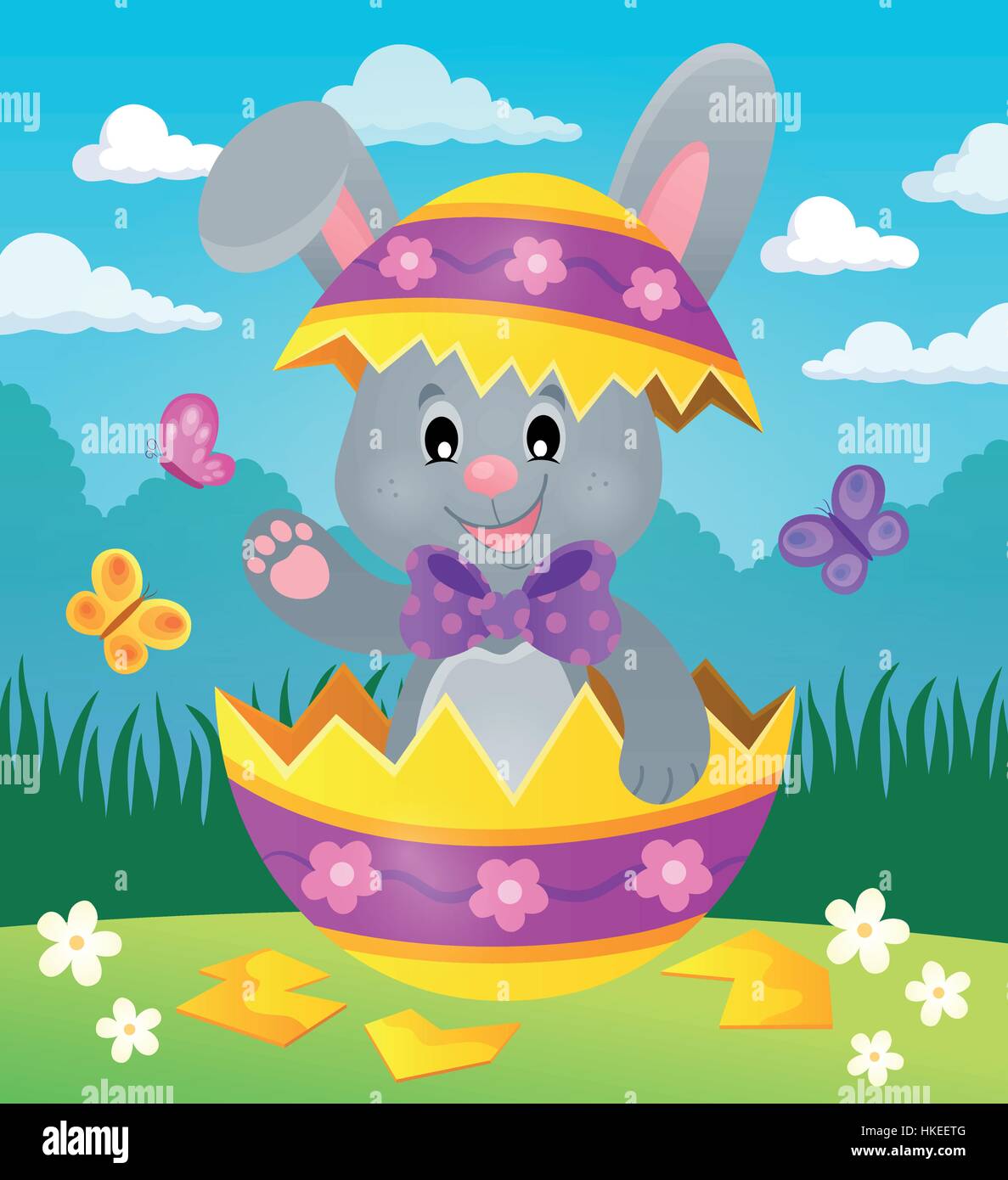Easter bunny in eggshell theme image 2 - eps10 vector illustration ...
