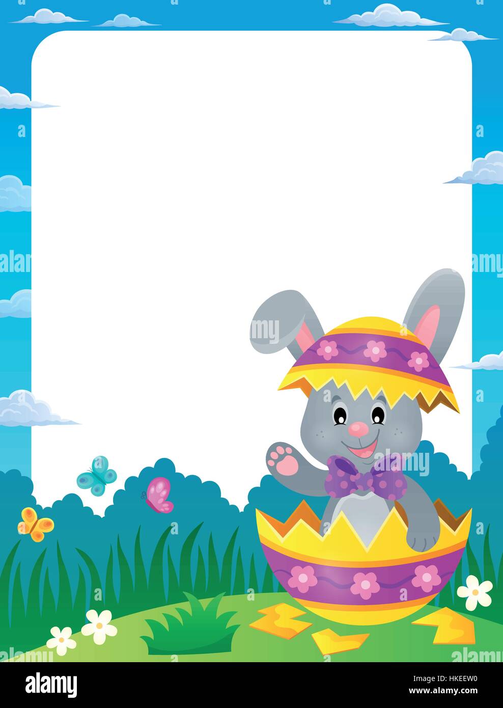 Frame with Easter bunny in eggshell - eps10 vector illustration Stock ...