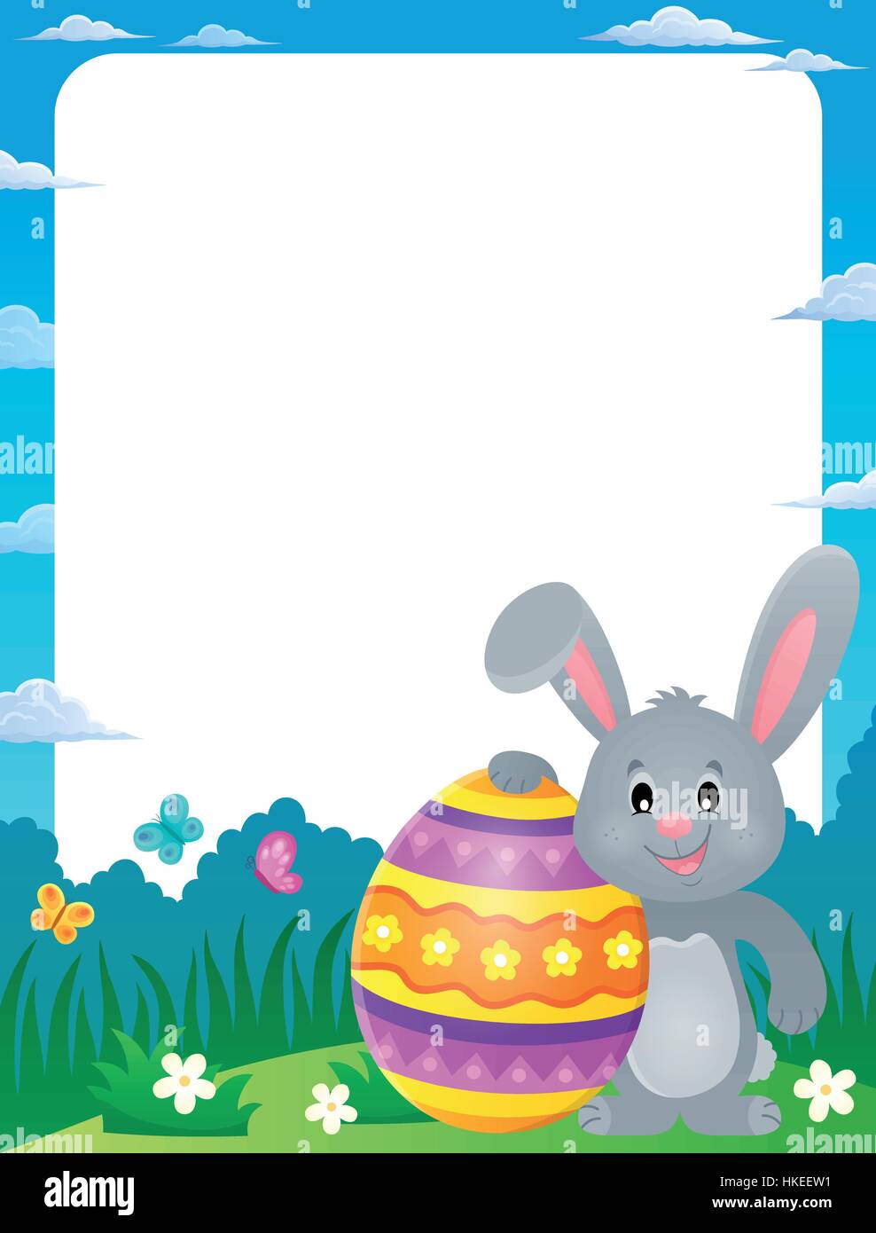 Frame with stylized bunny and Easter egg - eps10 vector illustration ...