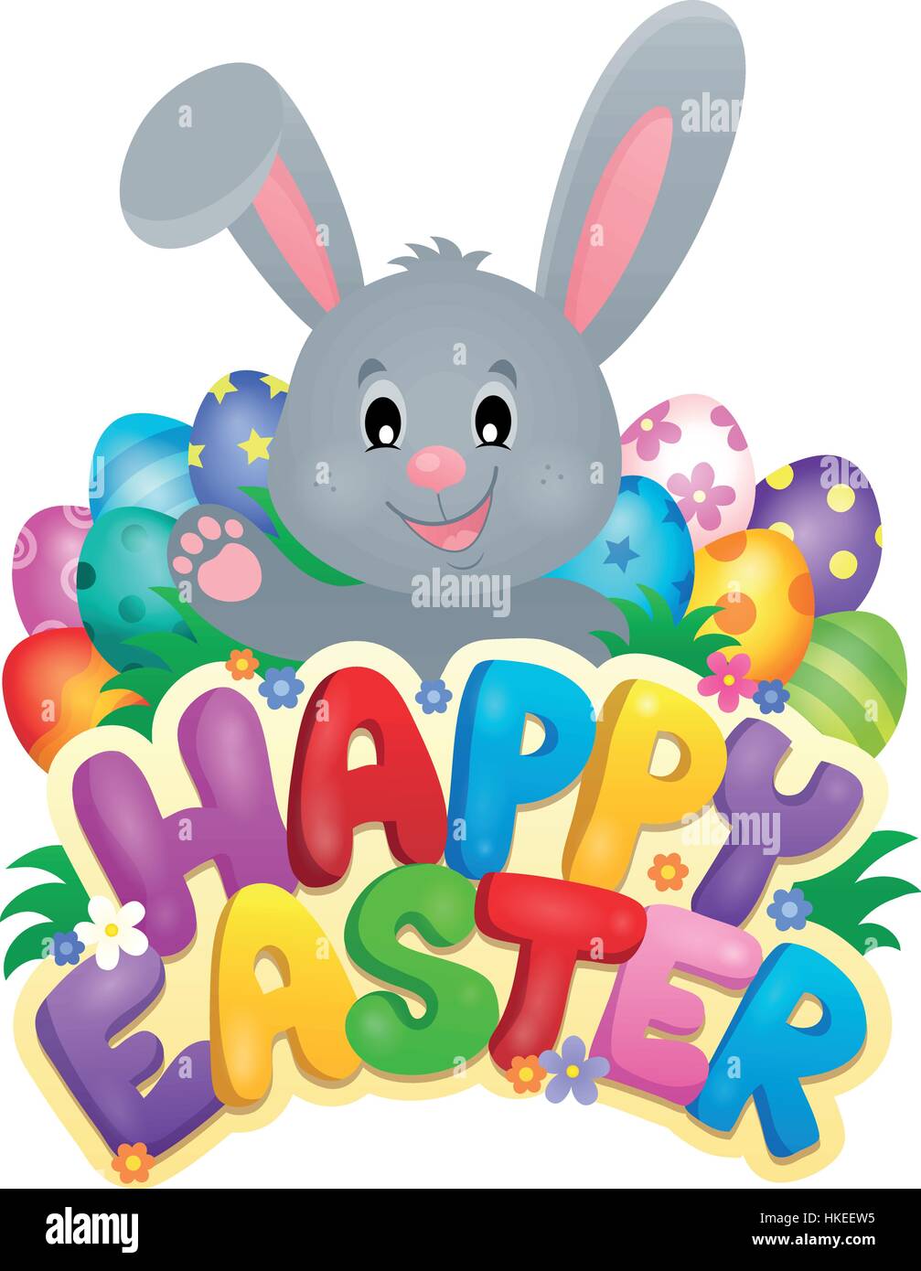 Download Happy Easter sign with bunny and eggs - eps10 vector ...