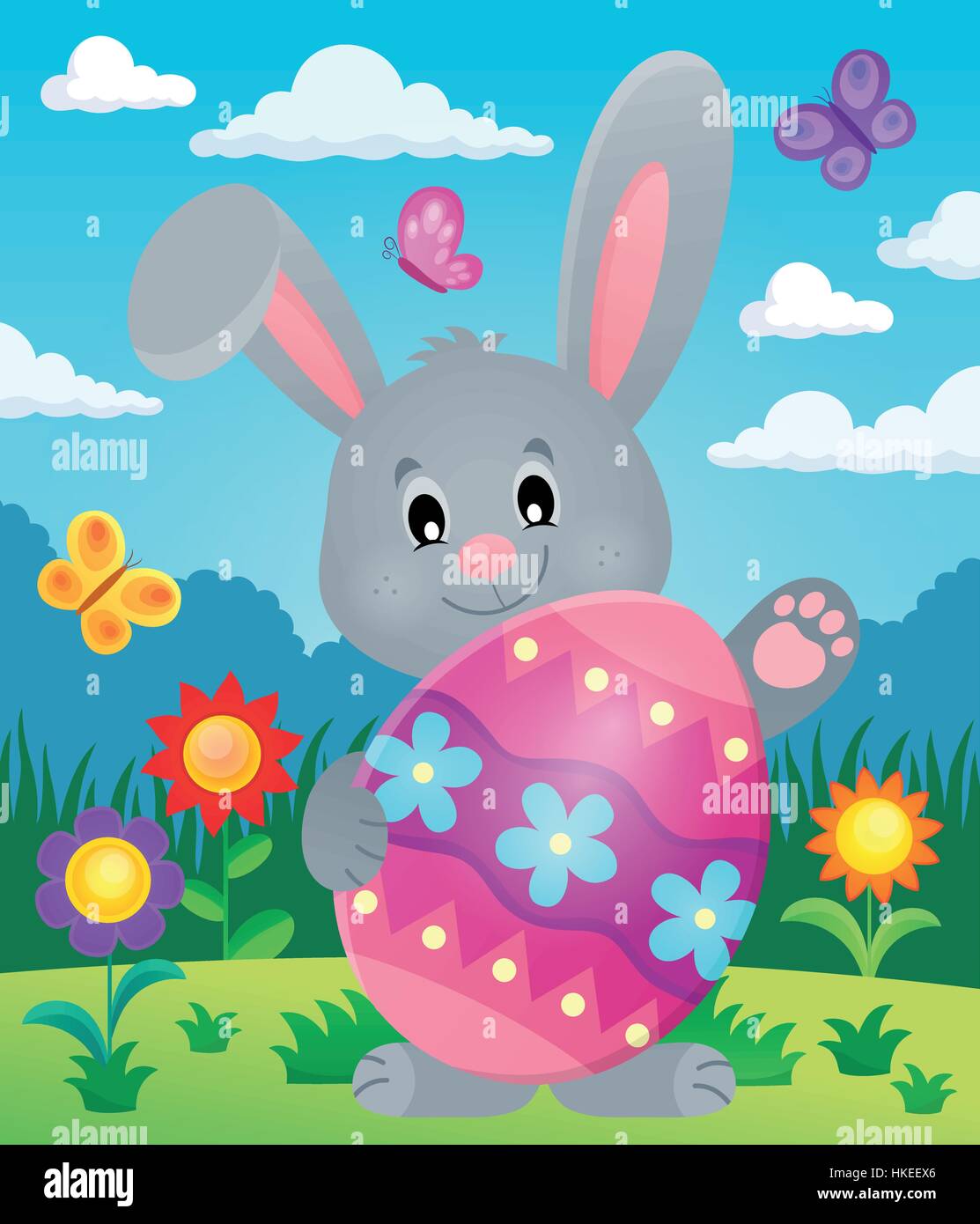 Stylized bunny with Easter egg theme 5 - eps10 vector illustration ...
